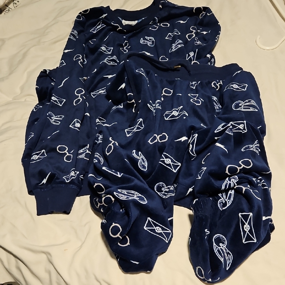 Harry Potter Blue Pajama Set with White Print